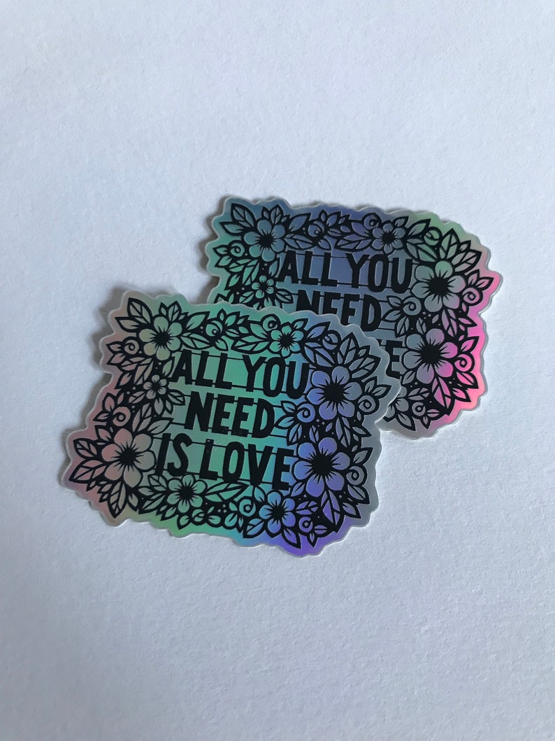 Holographic Flower inspirational quote sticker 60s flower power hippy floral sticker gift for girlfriend image 6