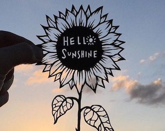 Hello sunshine sunflower PaperCutting template download, diy papercut,