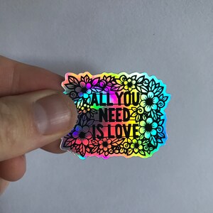 Holographic Flower inspirational quote sticker 60s flower power hippy floral sticker gift for girlfriend image 5