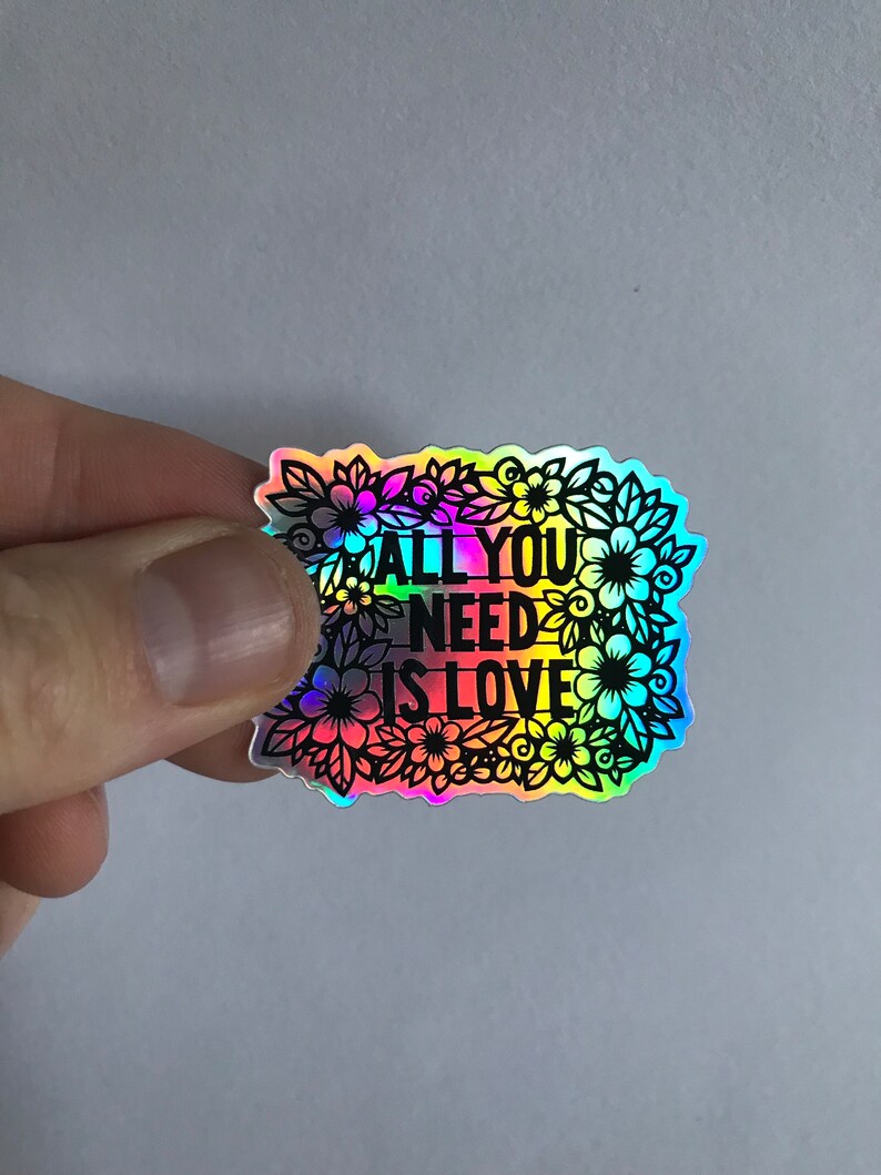 Holographic Flower inspirational quote sticker 60s flower power hippy floral sticker gift for girlfriend image 5