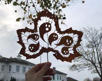 Ghost horror leaf collectible artwork
