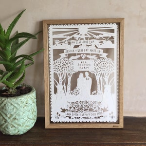 Cadeau découpé en papier floral d'anniversaire de mariage personnalisé - tailles A5-A4-A3-A2