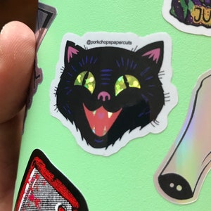 Black Cat Halloween Vinyl Glitter Sticker