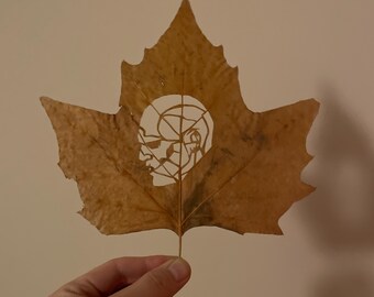 Frankenstein Leaf Art – Gothic Horror Home Decoration | Macabre Wall Art | Unique Halloween Decor | Gothic Gift for Horror Lovers