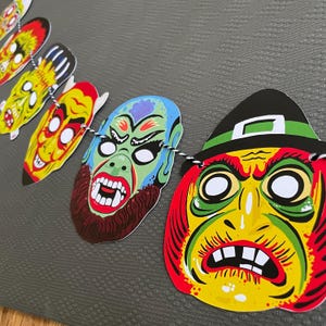 retro halloween mask garland digital download