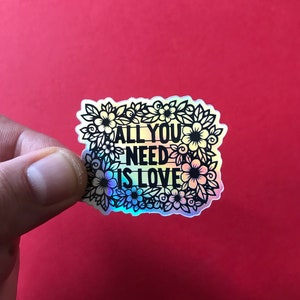 Holographic Flower inspirational quote sticker 60s flower power hippy floral sticker gift for girlfriend image 2