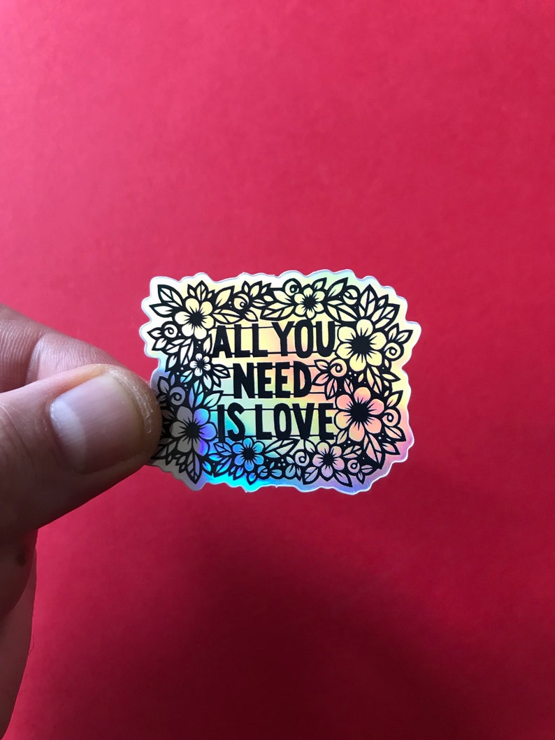 Holographic Flower inspirational quote sticker 60s flower power hippy floral sticker gift for girlfriend image 2