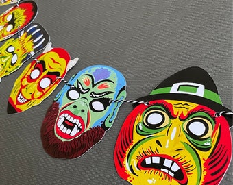 Vintage Halloween masker herbruikbare papercut slinger jaren 80 Halloween masker feestdecoratie