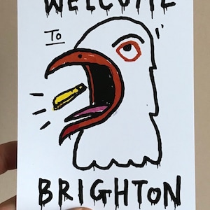 Brighton mewa zabawna pocztówka A6 dwustronna Brighton mini wydruk