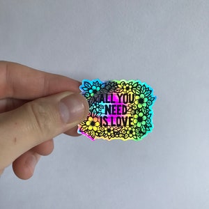 Holographic Flower inspirational quote sticker 60s flower power hippy floral sticker gift for girlfriend image 4