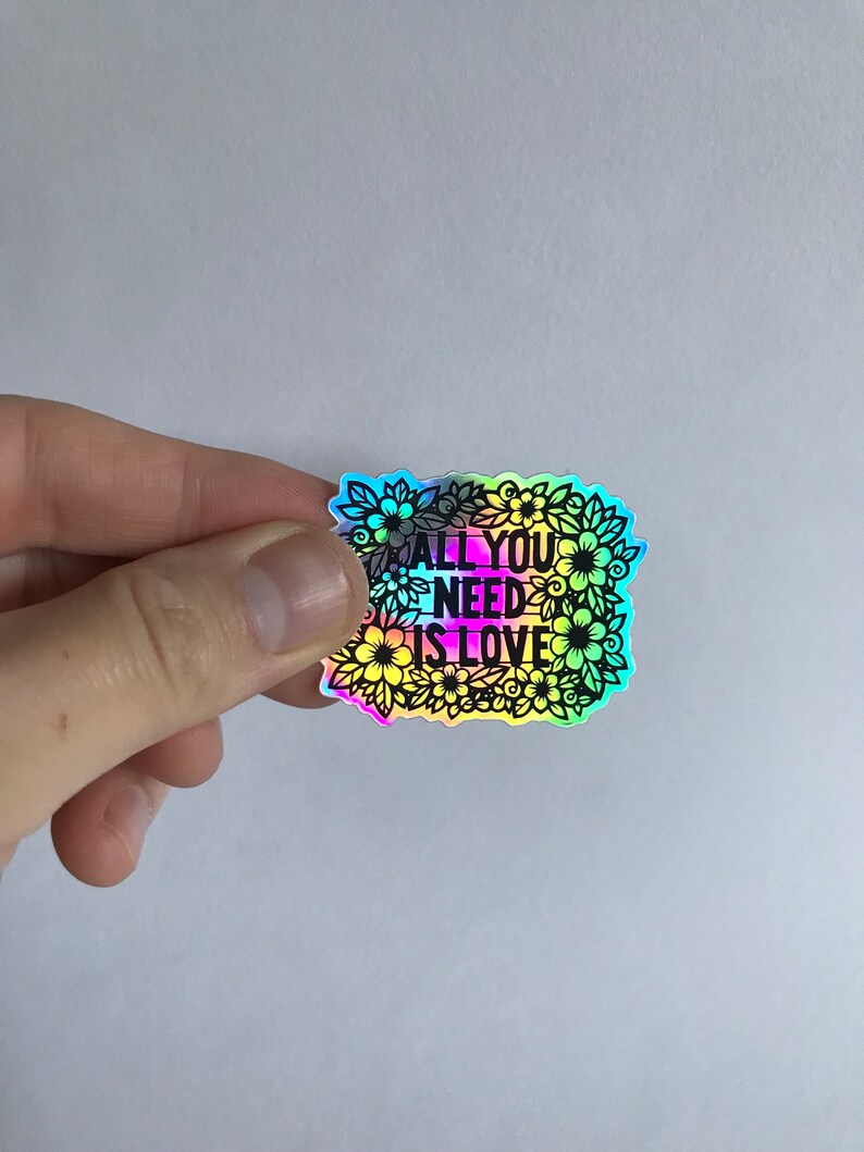 Holographic Flower inspirational quote sticker 60s flower power hippy floral sticker gift for girlfriend image 4