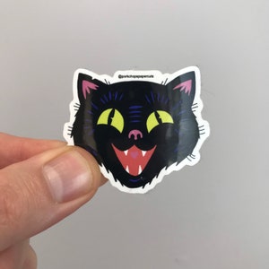 Black cat Halloween sticker - set of 3