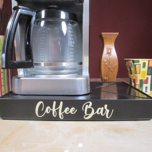Coffee Maker Overflow Deck Station with the words applied in vinyl, perfect coffee lovers gift or for your coffee bar decor.