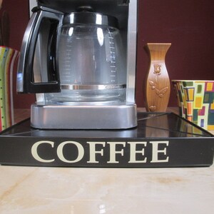Coffee Station Overflow Deck Coffee Accessory with words  applied in vinyl, perfect coffee lovers gift or for your coffee bar decor.