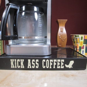 Coffee Station Overflow Deck Coffee Accessory with words applied in vinyl, perfect coffee lovers gift or for your coffee bar decor.