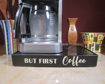 Coffee Station Overflow Deck Coffee Accessory with words applied in vinyl, perfect coffee lovers gift or for your coffee bar decor