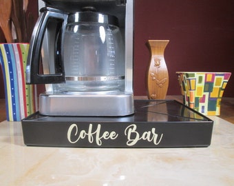 Coffee Station Overflow Deck Coffee Accessory with words applied in vinyl, perfect coffee lovers gift or for your coffee bar decor