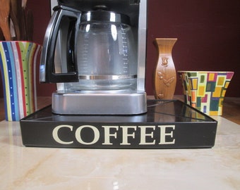 Coffee Station Overflow Deck Coffee Accessory with words applied in vinyl, perfect coffee lovers gift or for your coffee bar decor