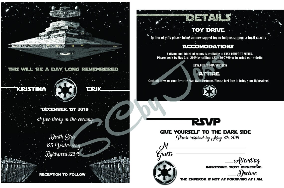 Star Wars Wedding Invitation Etsy
