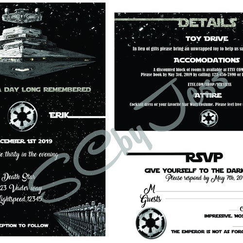 Star Wars Wedding Invitation Wedding Invitation Template - Etsy