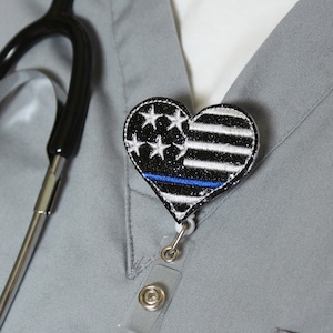Thin Blue Line Badge Reel, Police Support Badge Reel, Nurse Badge Reel,  Teacher Badge Reel, ID Badge Holder, Police Lives Matter 