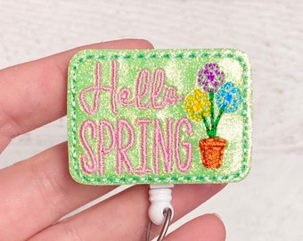 Hello Spring badge reel - Badge clip - Badge holder