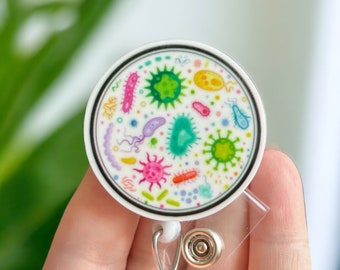 Germ badge reel - silly badge reel - Funny badge - Nurse graduate gift - Badge clip - Badge holder