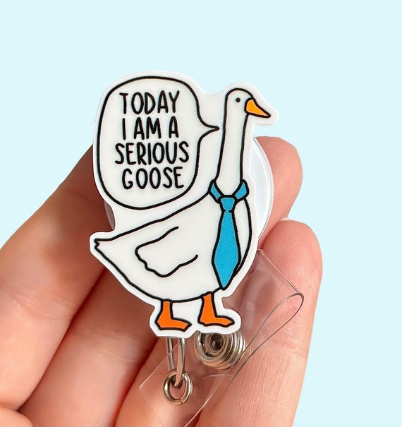 Goose badge reel - Funny serious goose badge reel - Badge reel for men guys -  Badge pull - Badge clip - Gift for male coworker