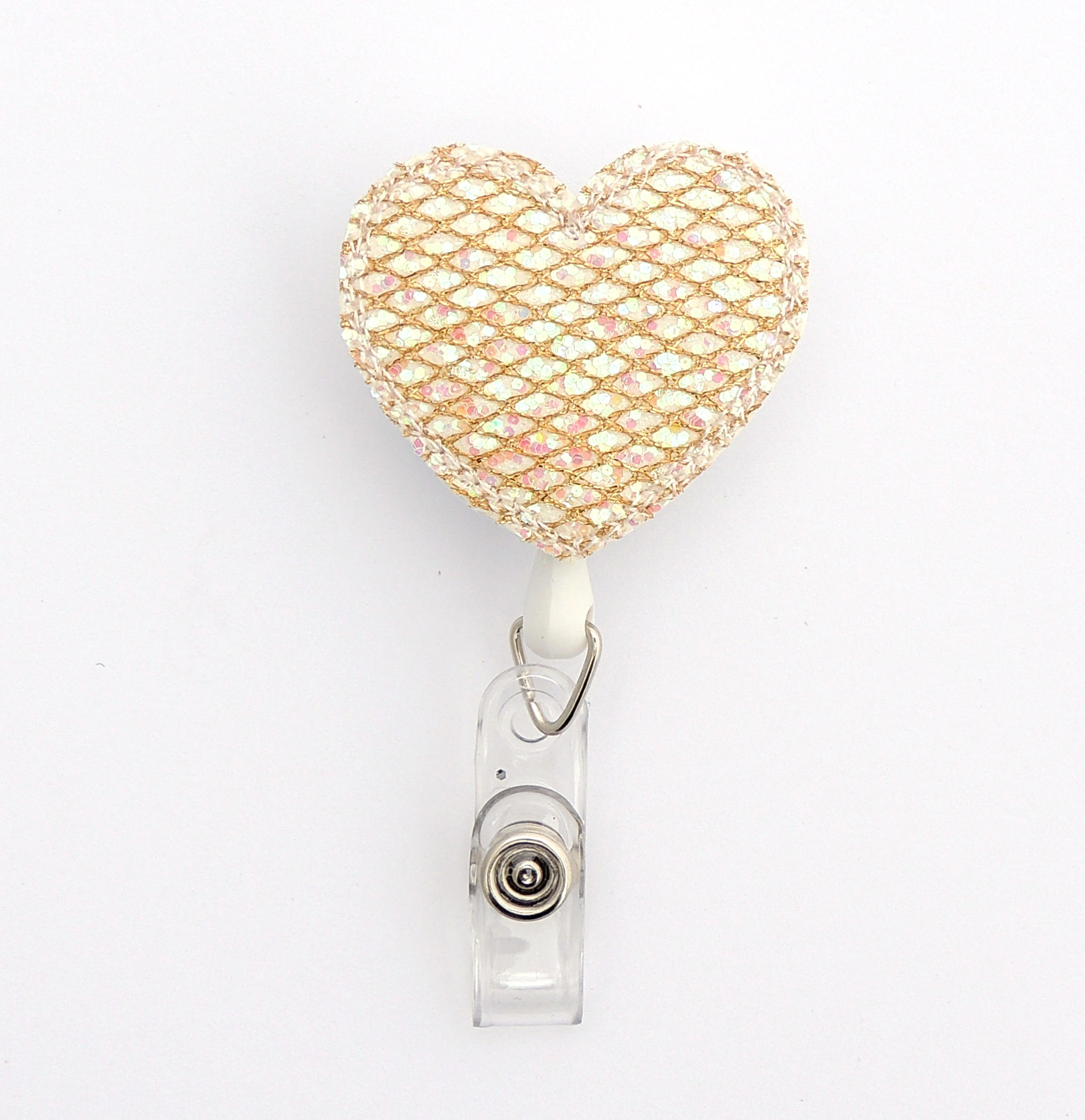 Glitter Heart Badge Bling Badge Reel Gold Badge Reel Etsy