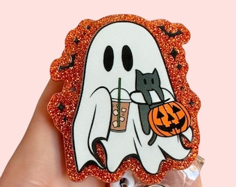 Halloween ghost badge reel - Fall badge reel - Badge pull-  Gift for coworker