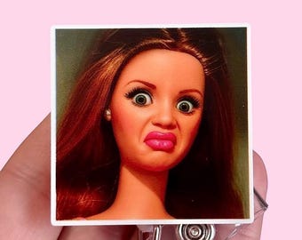 Meme face badge reel - Badge clip - Gift for coworker