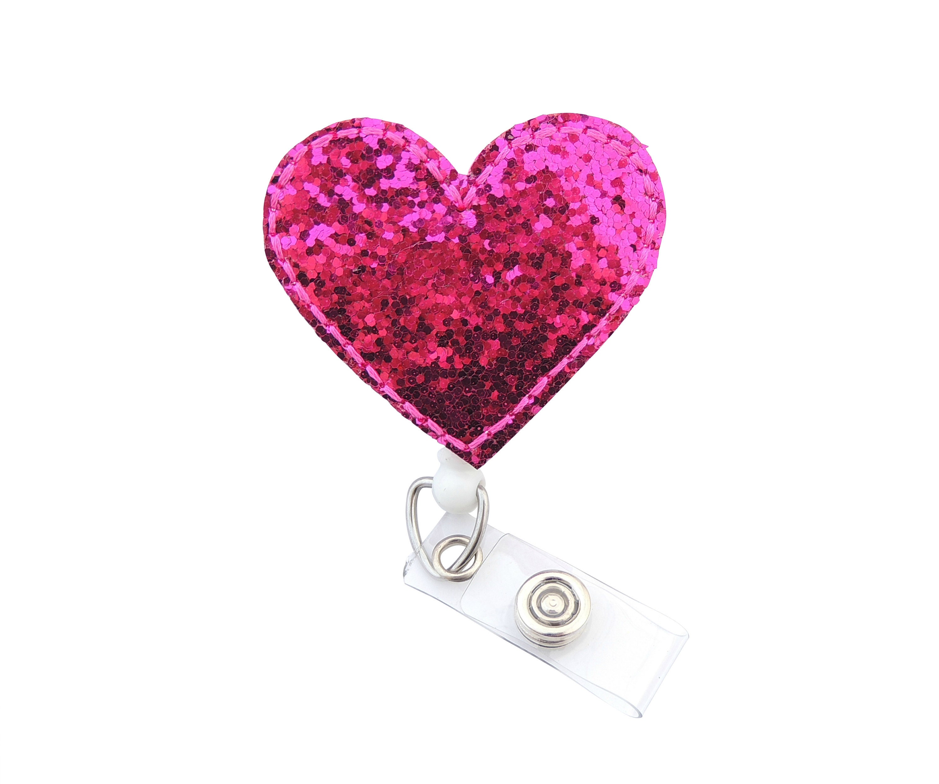 Rn Badge Reel - Heart Badge Reel - Glitter Badge Reel - Rn Badge Reel - Glitter Heart Retractable Badge - Glitter Heart Badge Reel