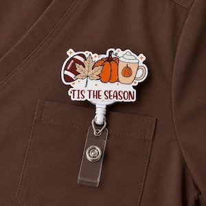 Tis the season Fall Badge reel - Badge clip -  Cute fall ghost - Gift for coworker
