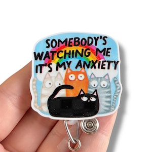 Funny cat anxiety badge reel - Funny badge reel  - Nurse badge reel - Badge clip - Coworkwr gift