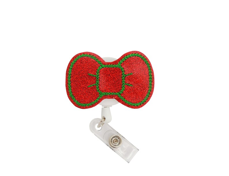 Christmas glitter Badge Reel RN Badge Reel - Nurse Badge Reel Bow Badge Reel