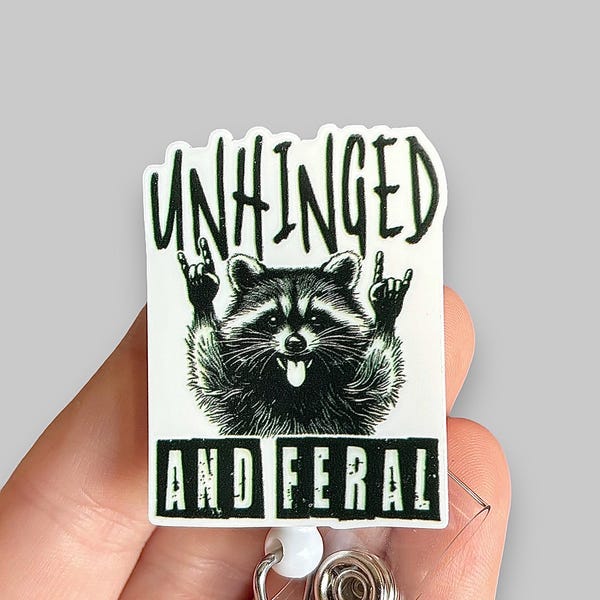 Raccoon badge reel - Funny badge reel -Coworker gift badge reel - Rn badge reel - Retractable Badge - Badge holder