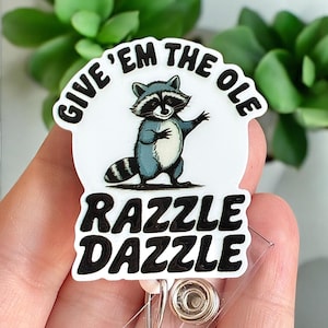 Funny Raccoon badge reel - Sarcastic Feral badge reel - Pink raccoon badge reel - Badge clip - Funny gift for coworker