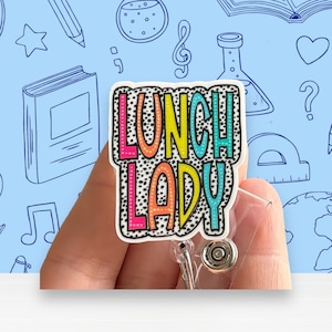 Lunch lady badge reel - School badge reel - Gift for lunch lady - Badge pull - Badge clip