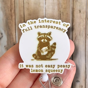 Funny Raccoon badge reel - Sarcastic Feral badge reel - Pink raccoon badge reel - Badge clip - Funny gift for coworker