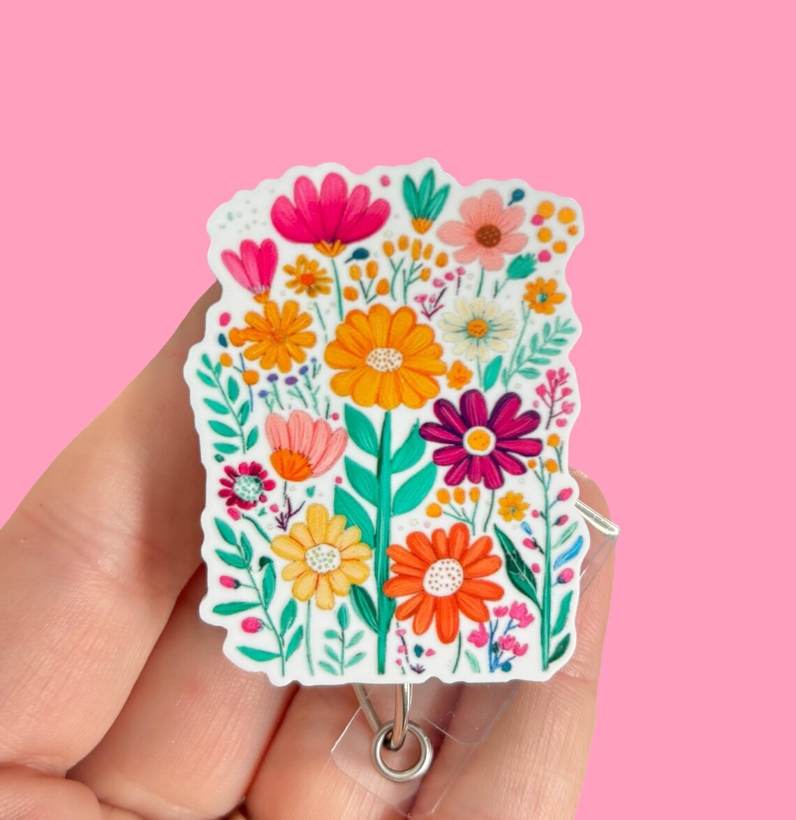 Spring Floral Badge Reel - Spring Badge Pull - Badge Clip - Gift for ...