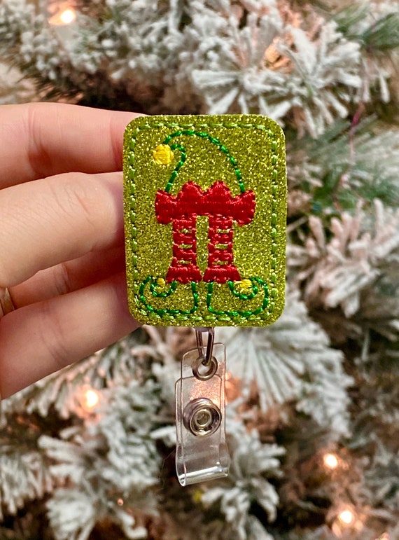 Elf Badge Reel Plaid Badge Reel Christmas Tree Retractable Badge