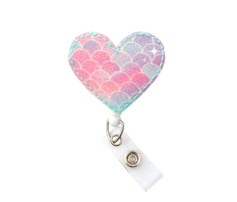 Mermaid Heart Badge Reel Glitter Badge Reel Rn Badge Reel Etsy