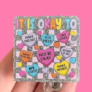 Mental health Valentines day badge reel - Anxiety badge reel -  Nurse badge pull - Coworker gift