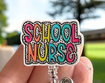 School nurse badge reel - School badge reel - Gift for school nurse  - Badge pull - Badge clip