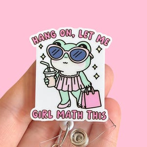 Funny frog girl math badge reel -  Nurse badge pull - Coworker gift