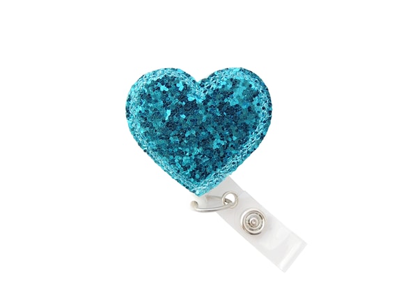 RN badge reel - Heart badge reel - Glitter badge reel - Rn badge reel -  Glitter Heart Retractable Badge - Glitter heart badge reel