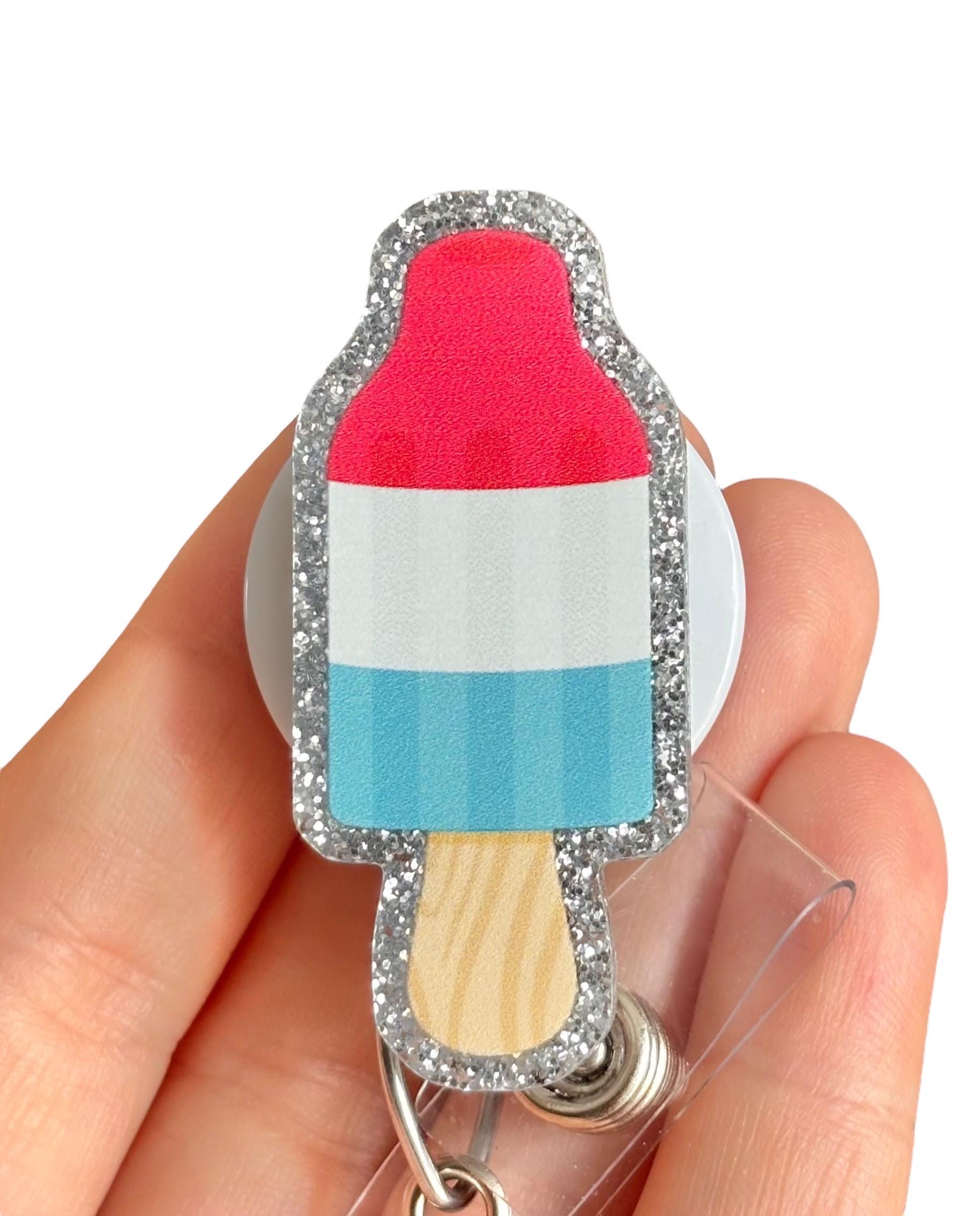 Summer patriotic badge reel - Preppy 4th of July badge reel - Patriotic badge pull