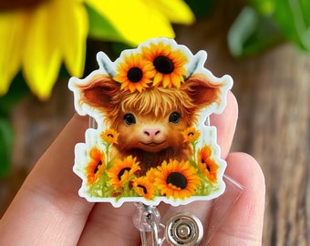 Summer badge reel - Baby cow badge reel - Badge clip - Badge pull