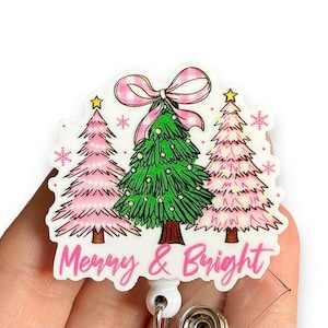 Christmas bow badge reel - Nurse Badge Reel - Badge clip - Badge pull - Gift for coworker