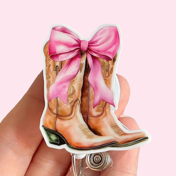 Portacredencial estilo vaquera coqueta - Botas vaqueras - Portacredencial de enfermera - Soporte para credencial - Tirador de credencial - Regalo para compañera de trabajo